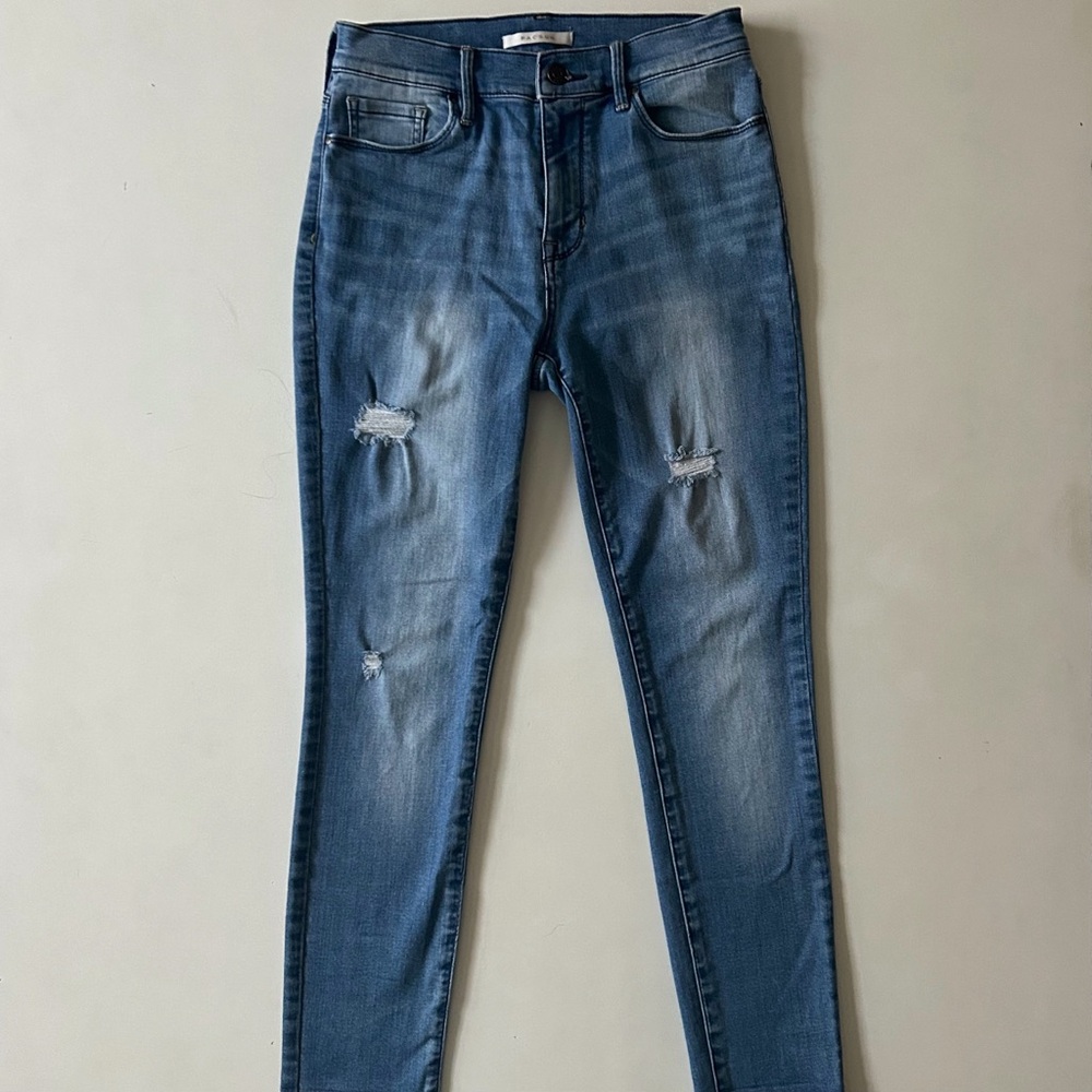 PacSun High Rise Jegging Blue Distressed Jeans Frayed Ends Size 26